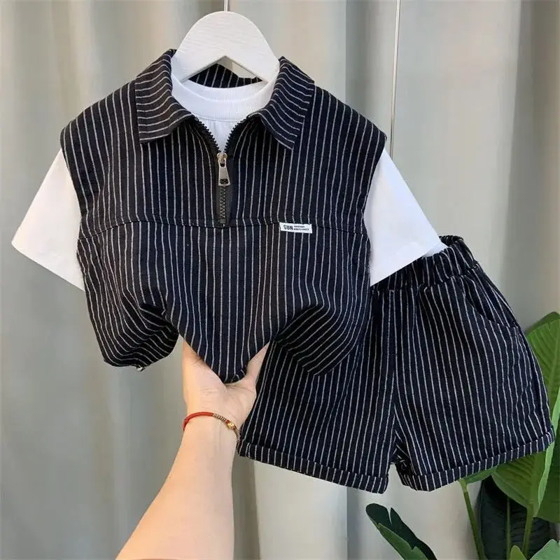 

Summer Outfits for Baby Boy 1 to 8 Years Old Turn-down Collar T-shirts Tops and Shorts 2PCS Boutique Infant Clothing Sets