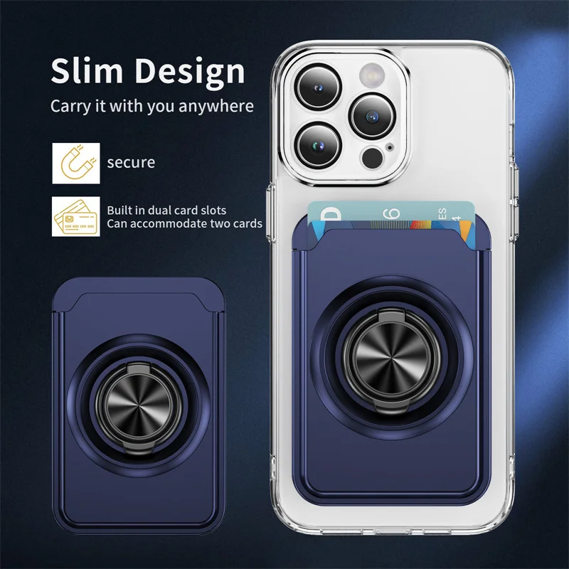 

360 Ring Bracket Stand Shockproof Armor For Magsafe Wallet Case For iPhone 16 14 13 15 Pro Max S25 S24 Ultra Card Holder Cover