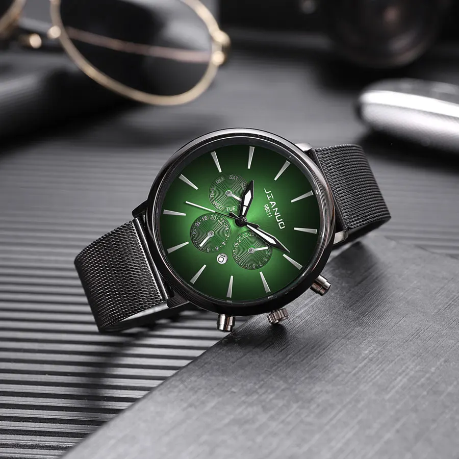 New Fashionable Luxury Men's Watch Night Light Calendar Display Men's Watch Mesh Strap Quartz Watch