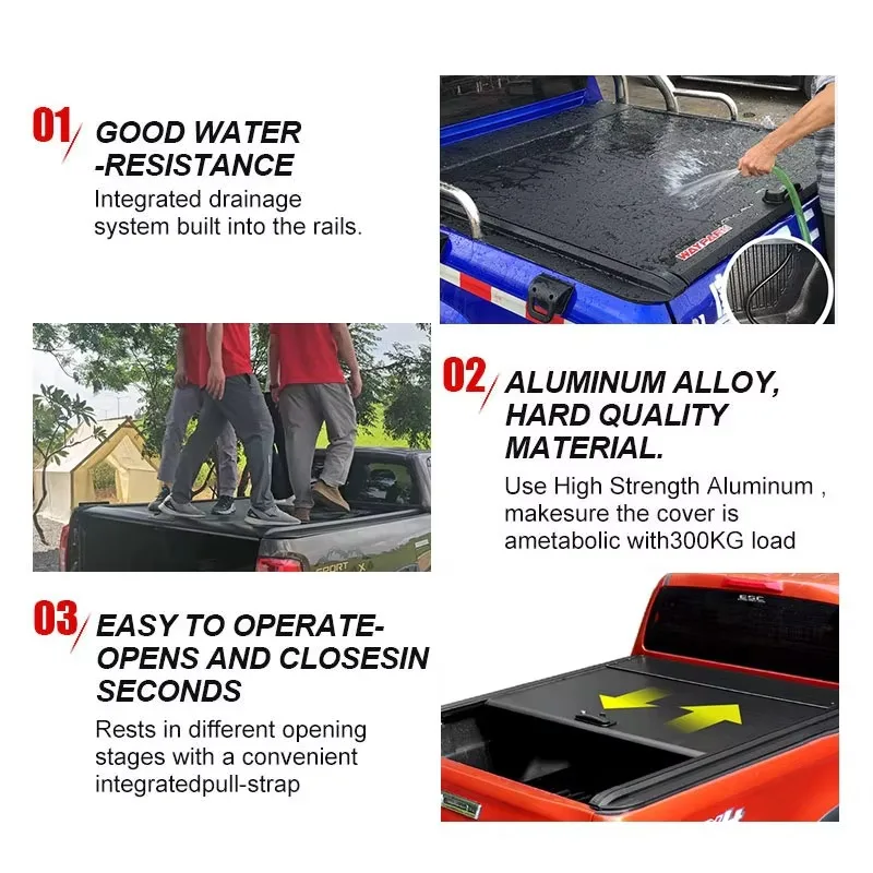 

Krono Wild Premium Aluminum Alloy Manual Roll-Up Tonneau Cover For 2500/3500 2015+ 6.9ft Waterproof No-Drill Installation