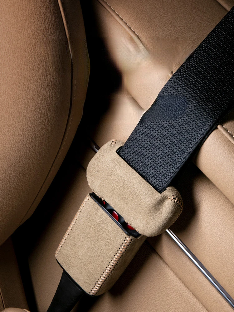 Suitable For AITO M7 2024 Two Pieces Embossing Frame Front Row Suede Automobile Safety Belt Buckle Protection Cover