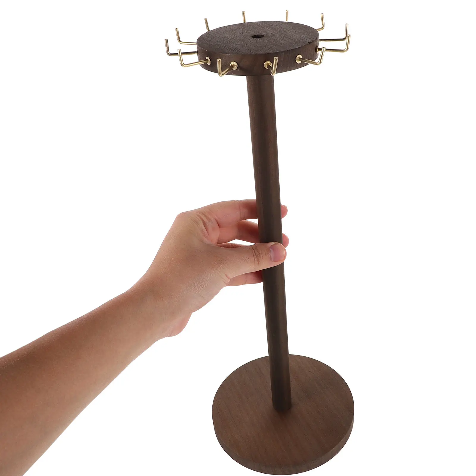 Vintage Wooden Jewelry Organizer Stand for Necklaces Pendants Earrings Natural Rustic Desktop Display Rack Jewelry Storage