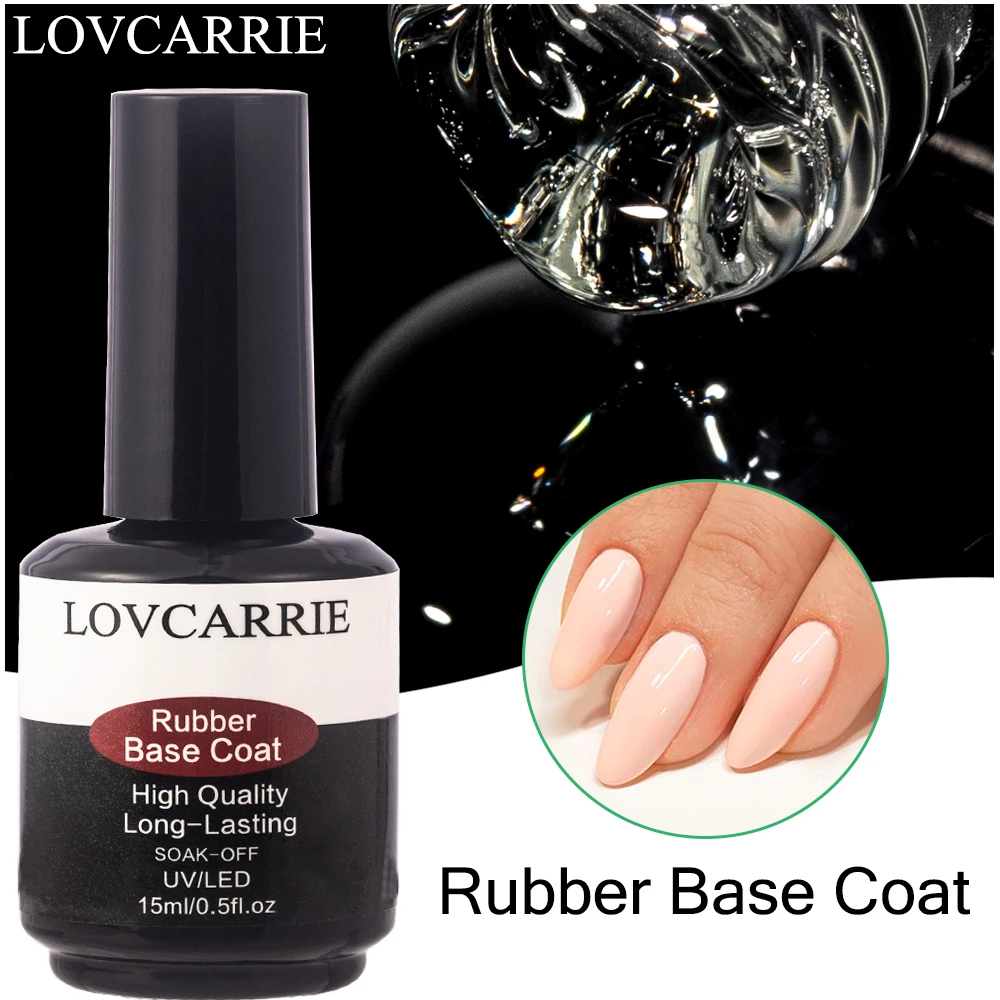 

LOVCARRIE Rubber Base Coat UV Gel Nail Polish 15ML Long Lasting Strong Thick Base Gel Varnish Clear Primer for Manicure Studio