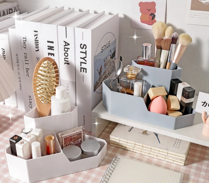 Cosmetics Storage Box Make Up Organizer Corner Desktop Box Organizing Plastic Household Storage Container