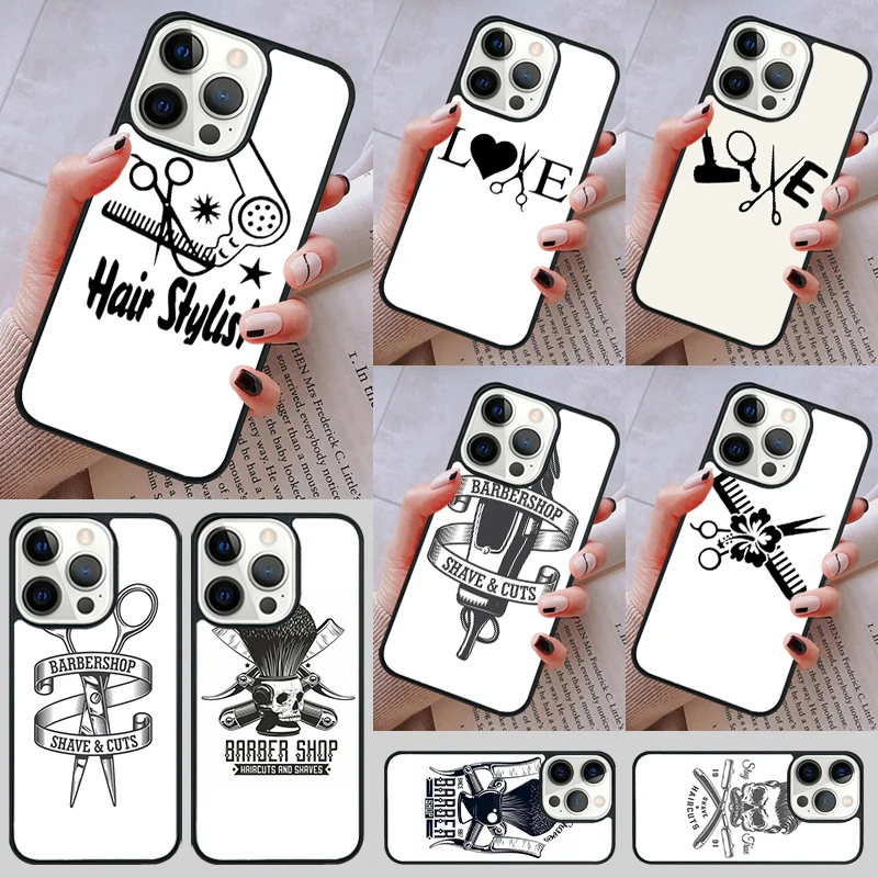 Barber Scissors Hairstylist Salon Phone Case cover For iPhone 14 13 15 16 Pro Max Coque 12 11 Pro Max For Apple 8 PLUS 7 6S XS