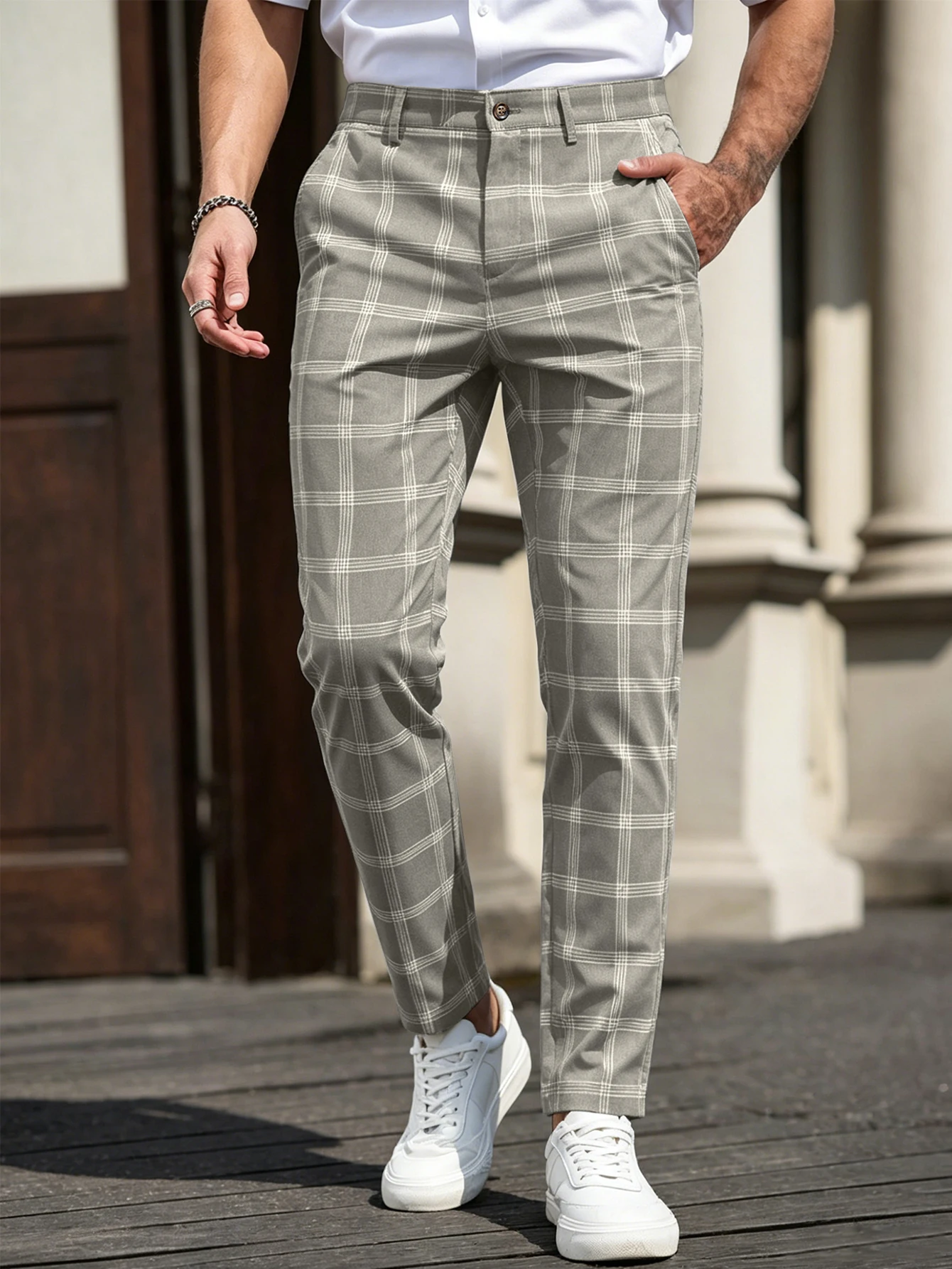 Chino Pants Men - Erkek Ekose Kırpılmış Pantolon %100 Polyester