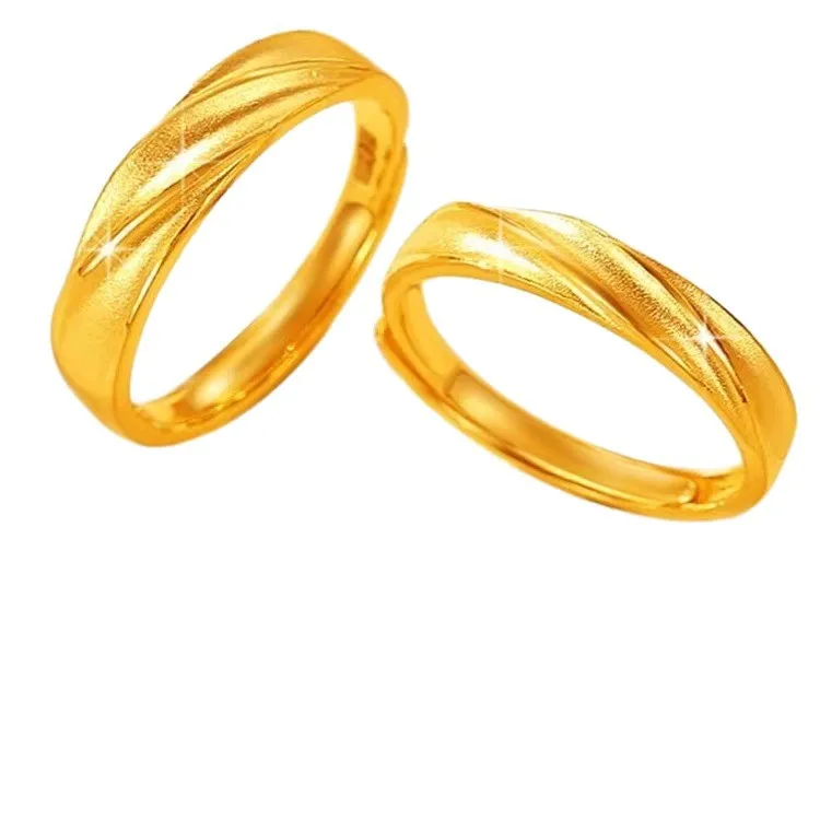 

Luxury 24K 9999 Pure Gold real gold Wheat ring plain mobius couple pair ring wedding ring