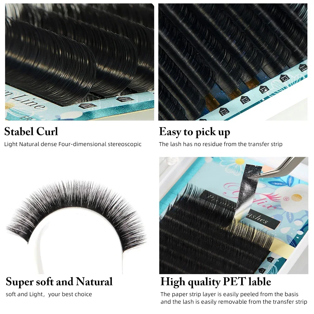 Yelix D+ Matte False Eyelashes Individual Mink High Quality 0.07mm Silk Eye Lashes Russian Volume Eyelash Extension Supplies