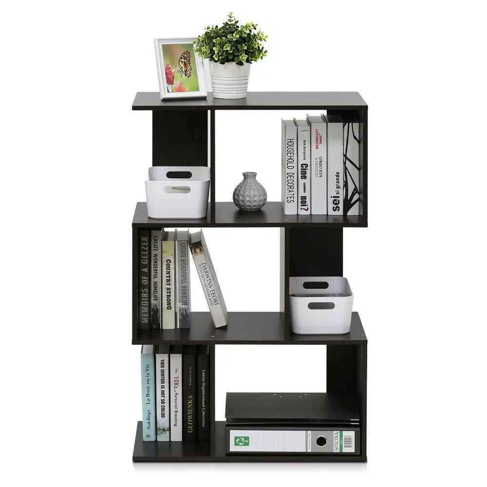 Furinno Simply Modern Open 3-Tier Open Book Shelf, Espresso