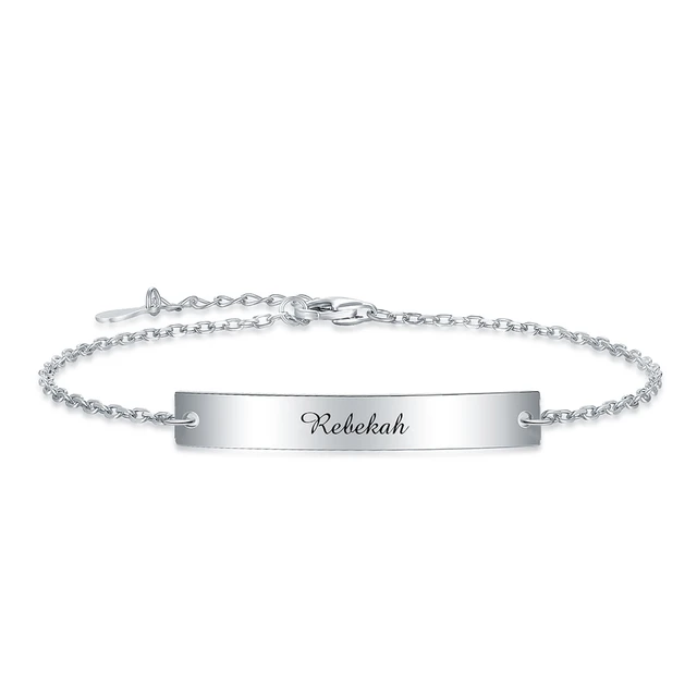 925 Sterling Silver Personalized Custom Engraved Name Delicate Friendship Bracelet Minimalise Jewelry Gifts for Women Girls AliExpress