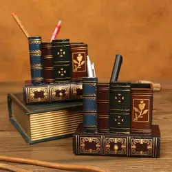 Sundries Storage Drawer Drawers Stationery Holder Vintage Book Model Wood Pen Holder Pen Holder Retro Wood Pen Case Book Shape