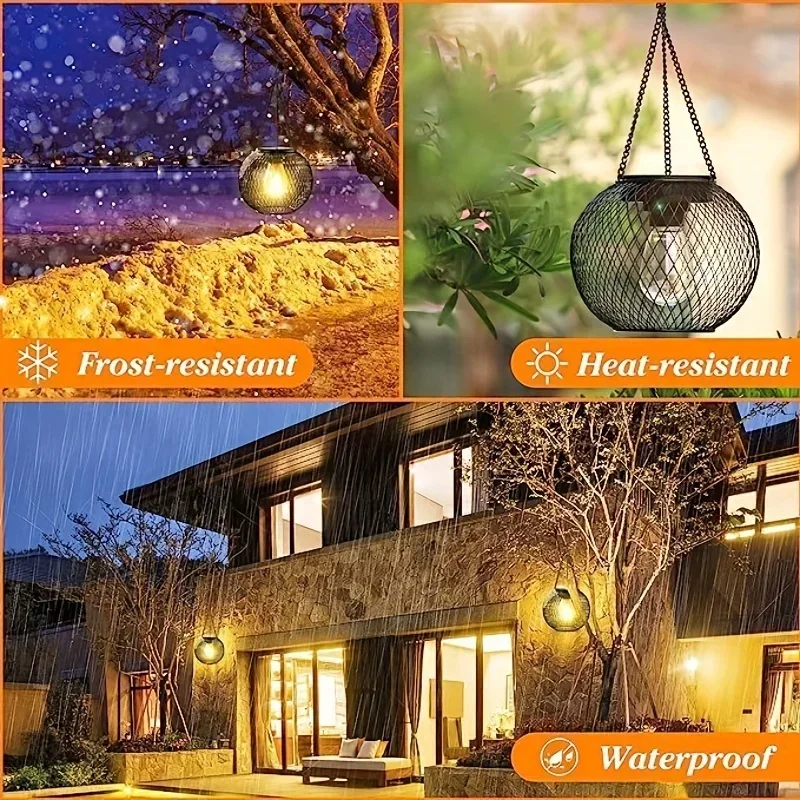 Lámpara LED Solar cálida para exteriores, luz decorativa colgante de alto brillo para jardín, patio, lámpara de árbol de Metal impermeable