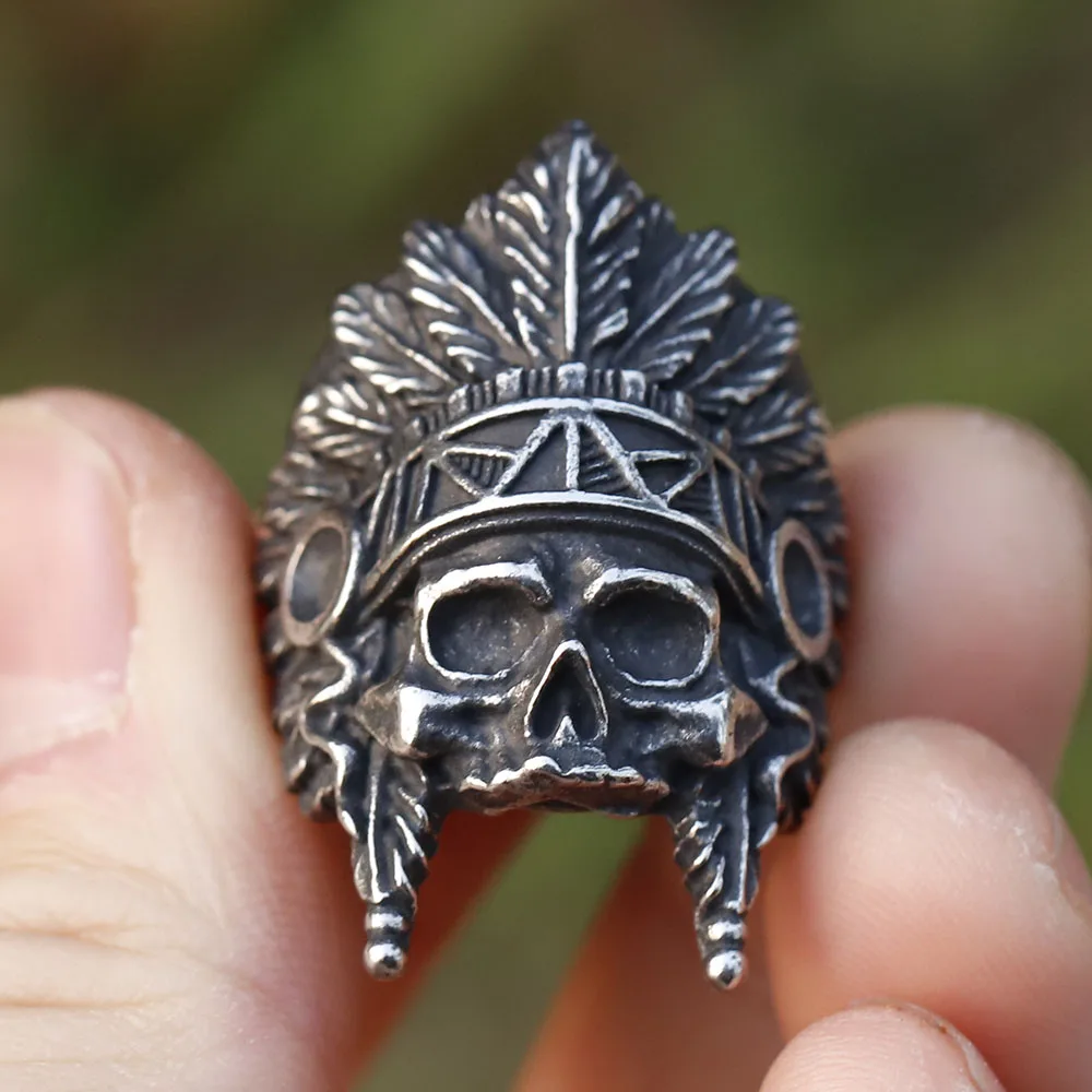 2025 neue Vintage Edelstahl Indiana Schädel Ring Für Männer Biker Punk Hip Hop Gothic Schmuck für Geschenk kostenloser versand