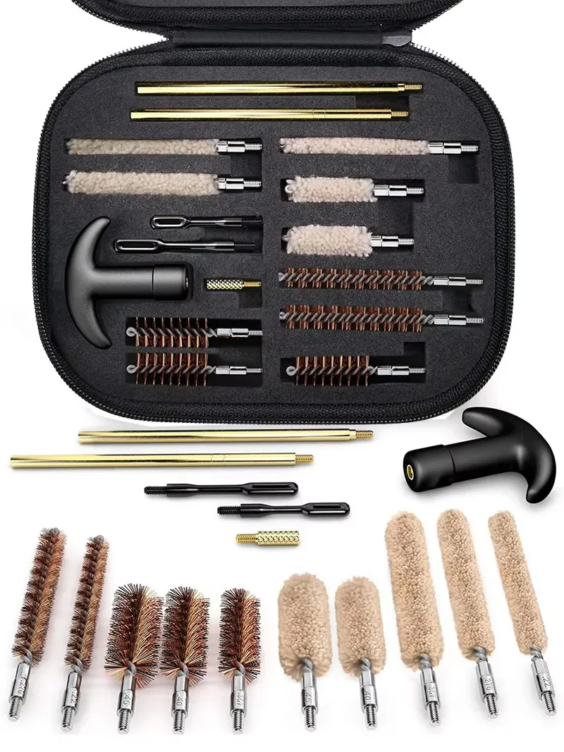 Rifle Gun Tube Brush Tool Cleaning Kit Cloth Bag Pipe Dredging Ar15 Glock 17 19 M416 Air Soft Ak74 Tactical Accessories Hunting