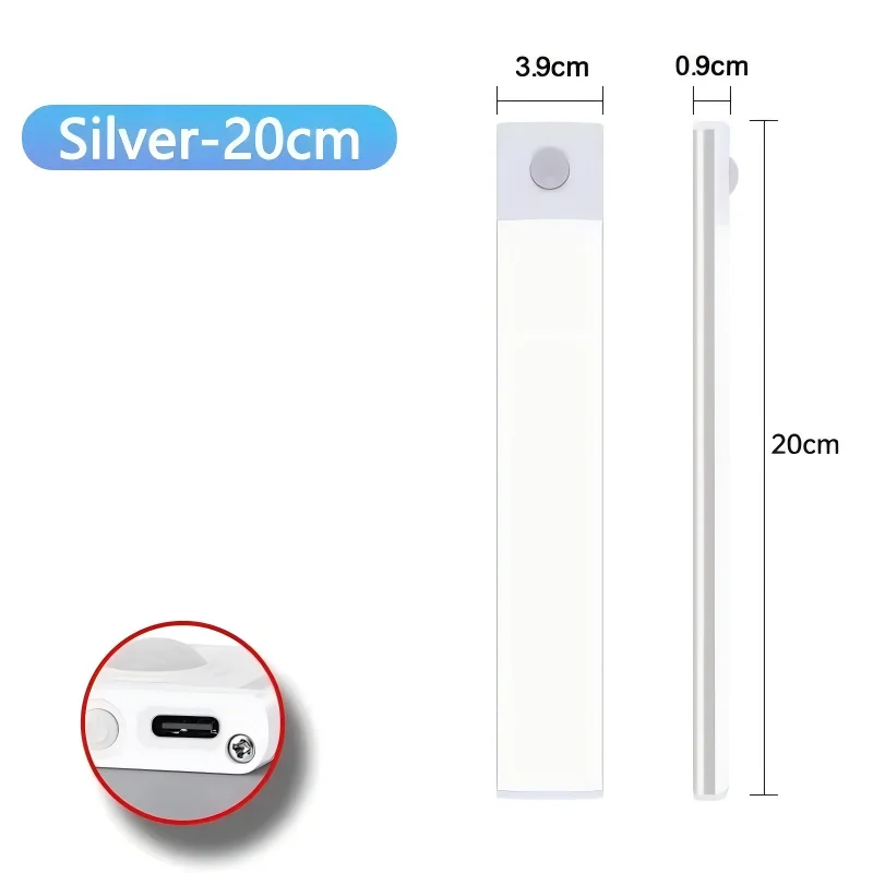 Ultradunne draadloze LED-kastlamp Bewegingssensor USB Type C Oplaadbaar Magnetisch dimbaar 3 kleuren Binnen voor keukengarderobe