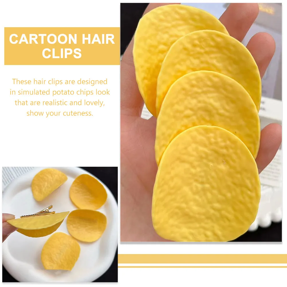 

2 шт. Нежные заколки для волос в виде картофельных чипсов, женские аксессуары для волос, милые мультяшные маленькие заколки для девочек-подростков, повседневная мода