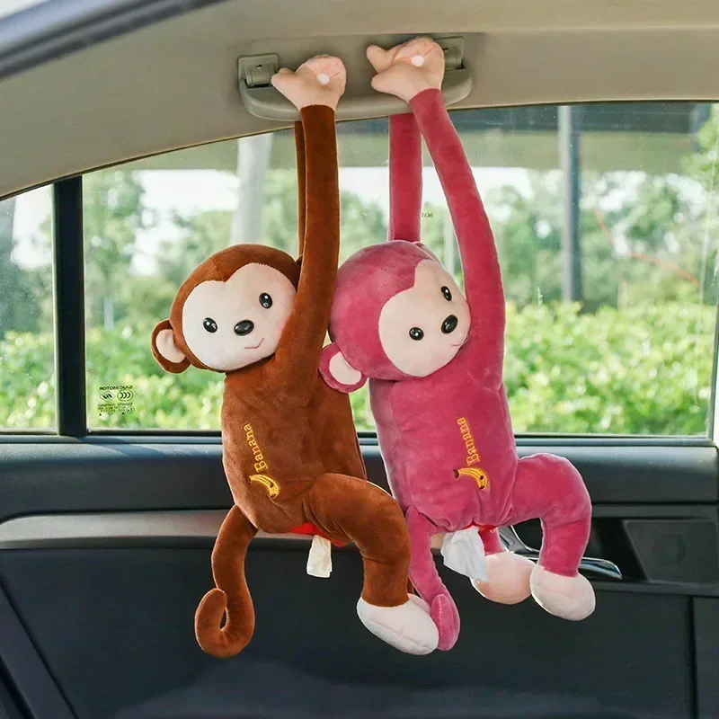 Creative Tissue Box Soft Cartoon Monkey Paper Napkin Case Cute Animals Car Paper Boxes Lovely Napkin Holder for Car Seat