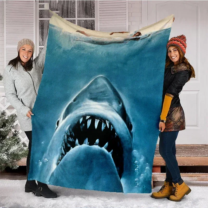 2026 3D Print Jaws Blanket Soft Sofa Cover Shark Throw Blanket Fleece Tapestry Lightweight Warm Bed Blankets For Bedroom Couch