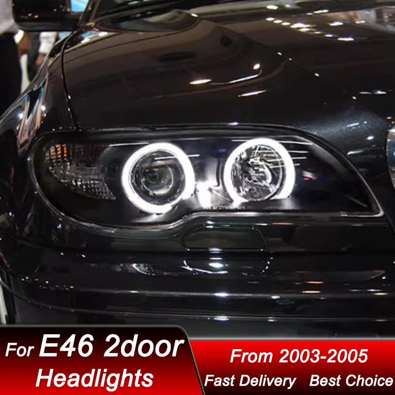 Hot Car Headlights For BMW 3 series M3 E46 2 doors 03-05 EMARK LED DRL Headlamp Assembly Upgrade Projector Lens Accessories Kit