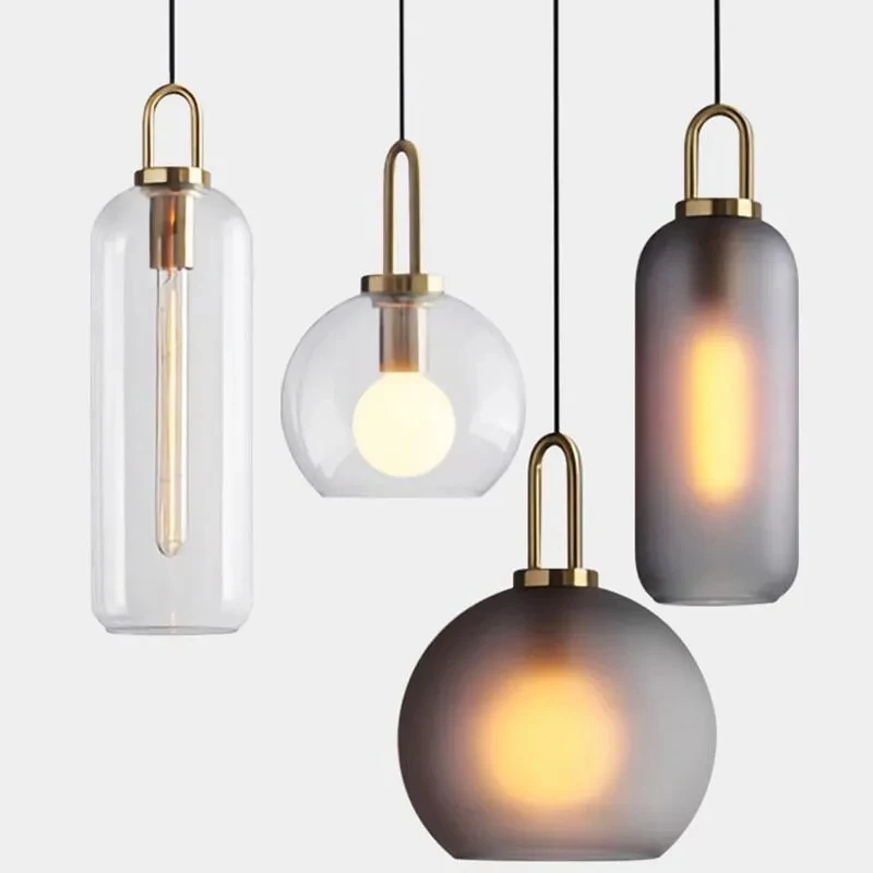 

Warm Light Smoke Grey Glass Pendant Lights for Dinning Room Hanging Lamp Bedroom Bedside Staircase Pendant Lamp good