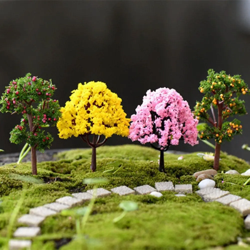 Durable Plastic Sakura Miniatures Rural Style Vivid Simulation Trees Landscape Model Micro Figurines Home Decoratio