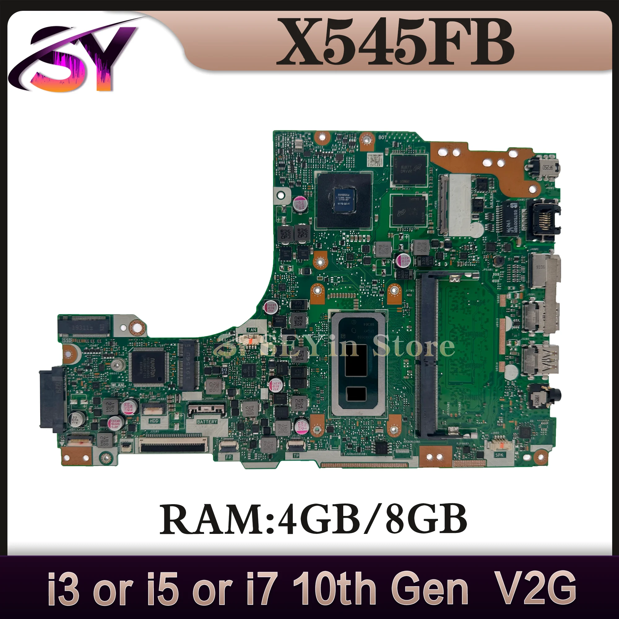 

X545F Mainboard For ASUS VivoBook 15 X545FB X545FJ X545FA Laptop Motherboard i3 i5 i7 10th Gen V2G/UMA RAM-4GB/8GB 100% Test