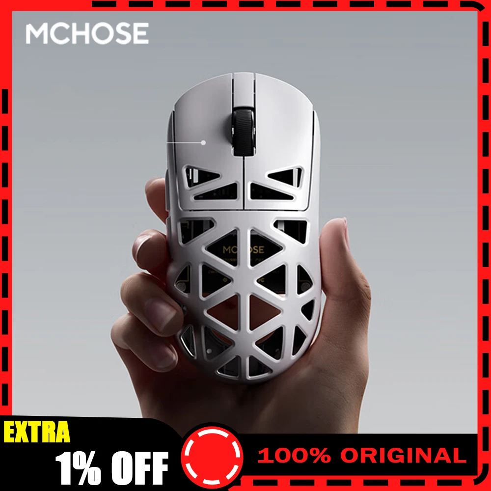 

MCHOSE A7X Ultra Wireless Mouse Tri Mode Mouse Paw3950 TI 8000Hz Magnesium Alloy Hollow Out Gaming Mice Gamer PC Accessories