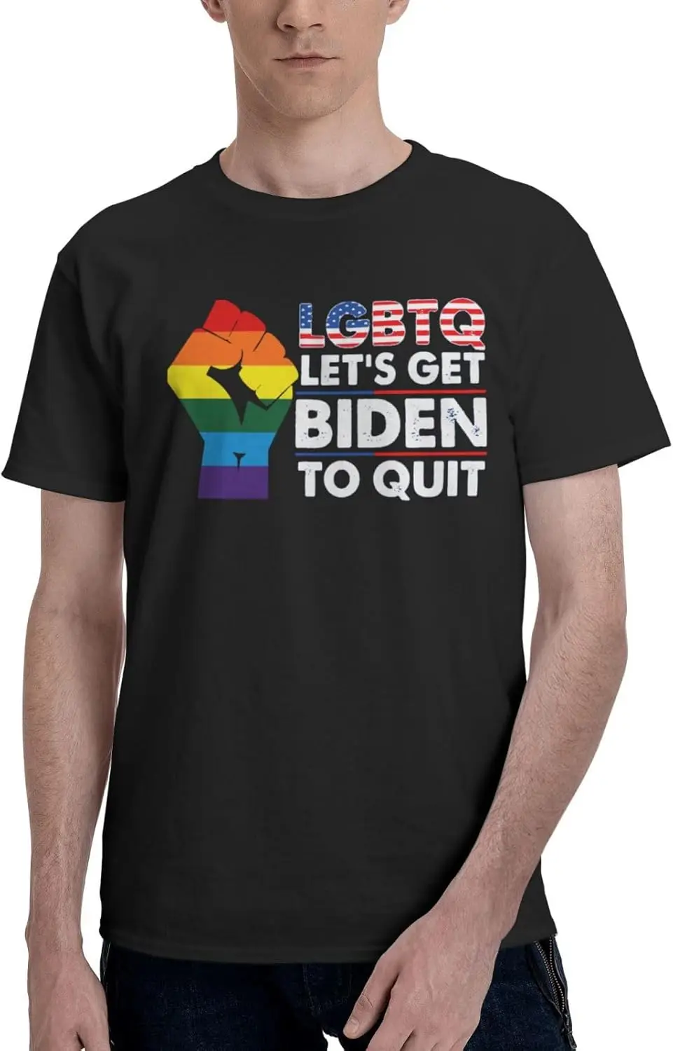 I Support LGBTQ Let's Get Biden to Quit T-Shirt Vintage Short-Sleeve