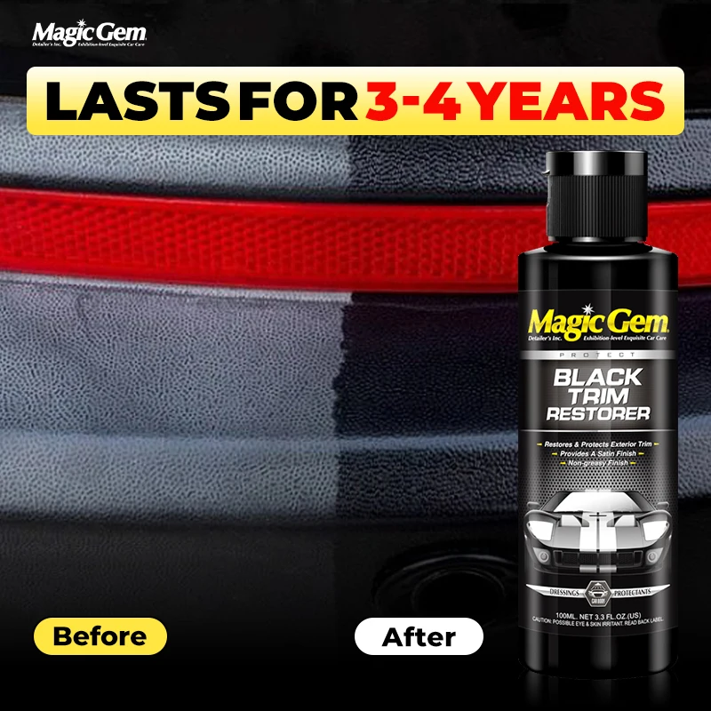 MAGIC GEM Car Plastic Trim Restorer Long‑Lasting Black Shine Coating Agent For Automotive Interior Exterior Bumper Rubber Parts