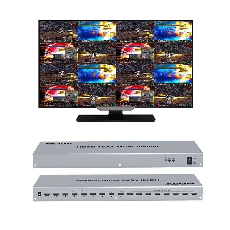 16x1 Multiviewer 1080p HDMI Quad Screen Multi-viewer Splitter 16 in 1 Out Seamless Switch 4 8 16 Way TV Display Screen Divider