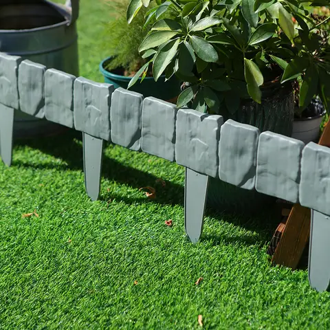 20pcs PVC Garden Edging Border, Imitation Stone Fence Panels, Patio Outdoor Barrier Garden Supplies