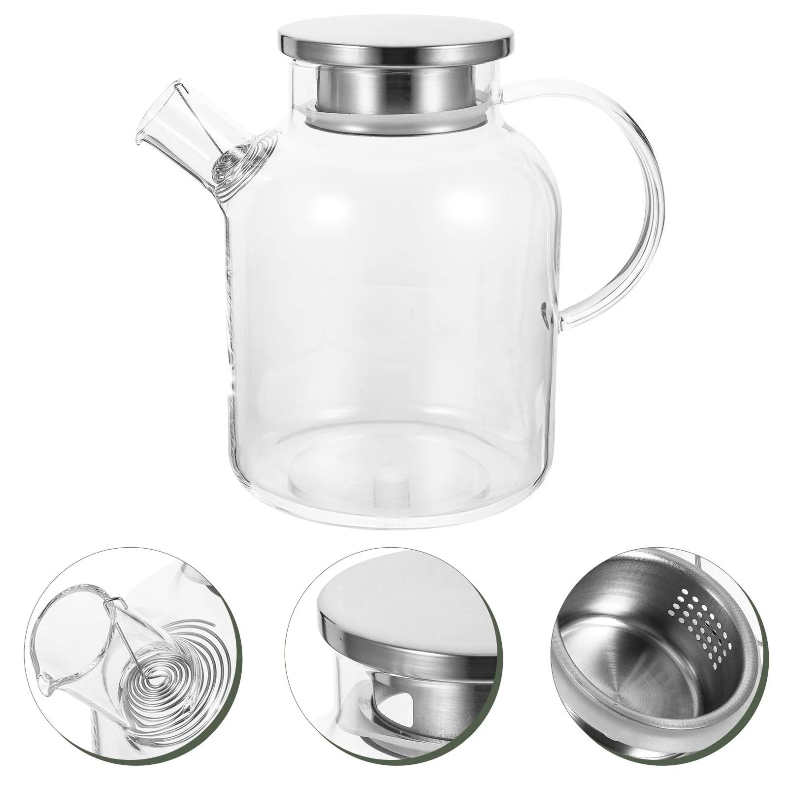 

Clear Glass Water Pitcher Fine Workmanship Smooth Edges See-Through Capacity Monitoring Ideal for Home Office Kitchen Juice Iced