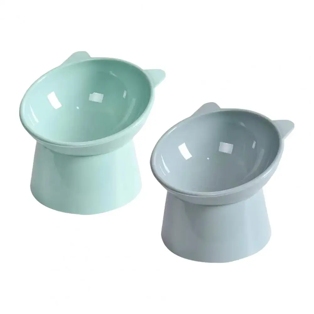 Pet Bowl Elevated Cat Bowl Set with 15-degree Tilted Design for Anti-vomit Feeding Plastic Raised Pet Food for Cats