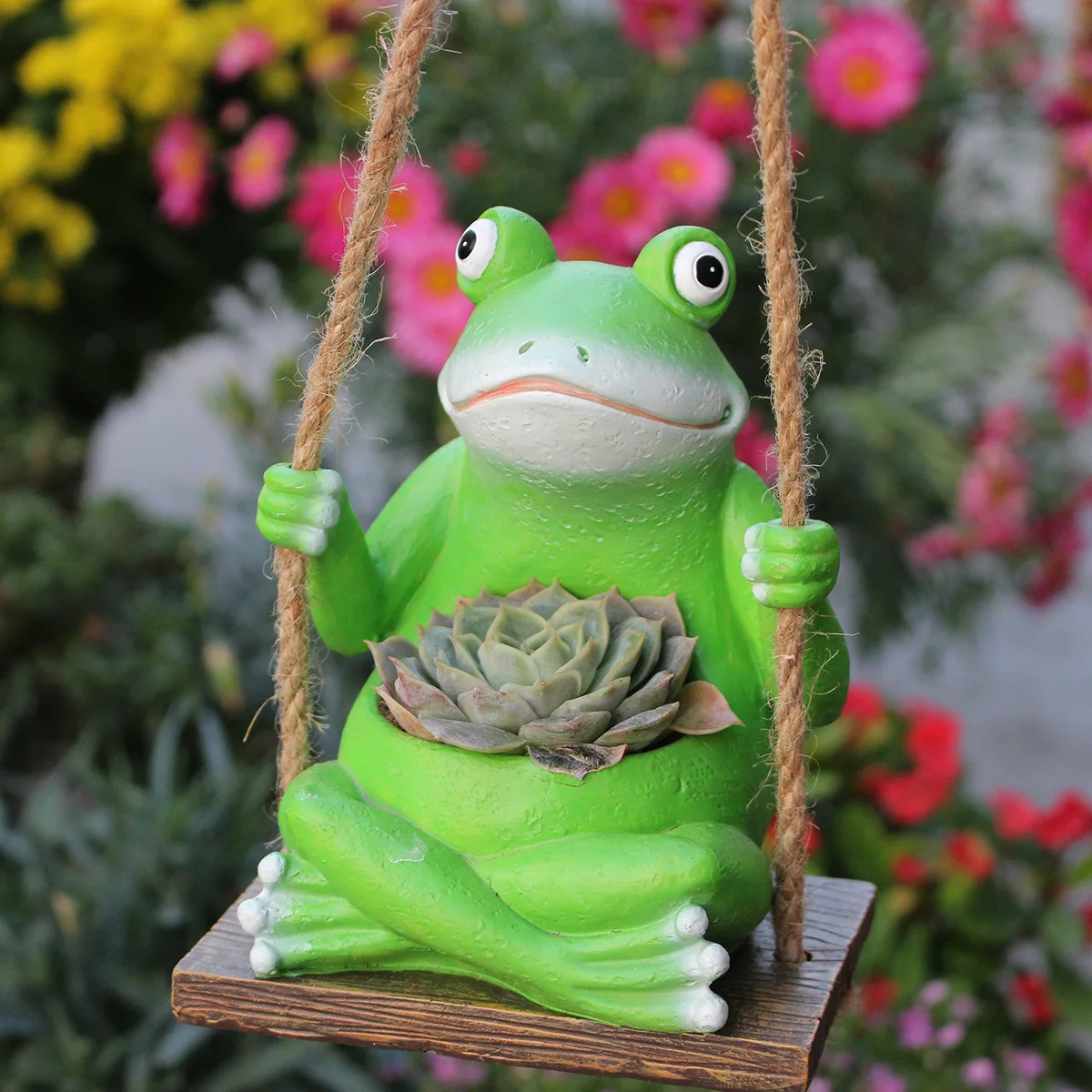 

Frog Swing Pot - Cute Resin Planter for Succulents & Small Plants