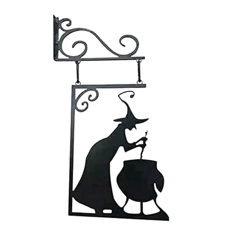 

A96Q-Halloween Witch Cauldron Silhouette Wall Decor,Metal Witches Cauldron Wall Hanging Ornament,Hanging Wall Art Home Decor