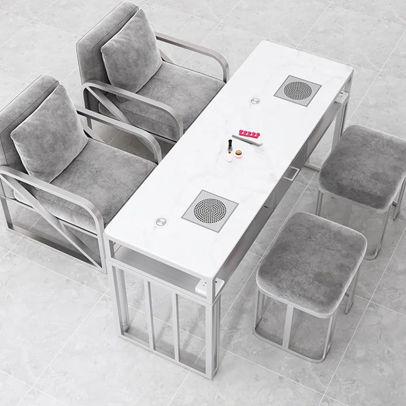 Meja Perlengkapan Nail Art dengan Sandaran Tangan dan Penyimpanan, Gaya Nordic untuk Wanita, Ergonomis, Scrivania Per Unghie, Perabot Rumah