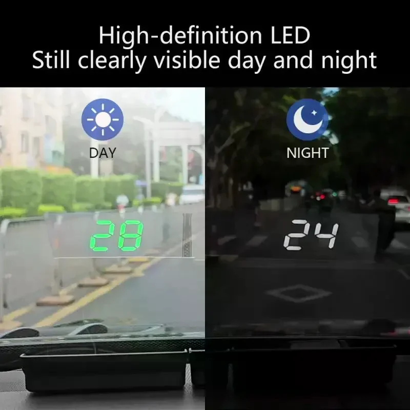 จอแสดงผลบนกระจกหน้ารถ HUD แบบดิจิตอล แสดงความเร็วแบบโปรเจคเตอร์ หน่วย KM/H MPH ตัวเลขใหญ่ อุปกรณ์อิเล็กทรอนิกส์สำหรับรถยนต์