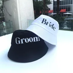 Bride Groom Bucket hat wedding Engagement Newlywed couple Bachelor Bachelorette hen party bridal shower beach Honeymoon Gift