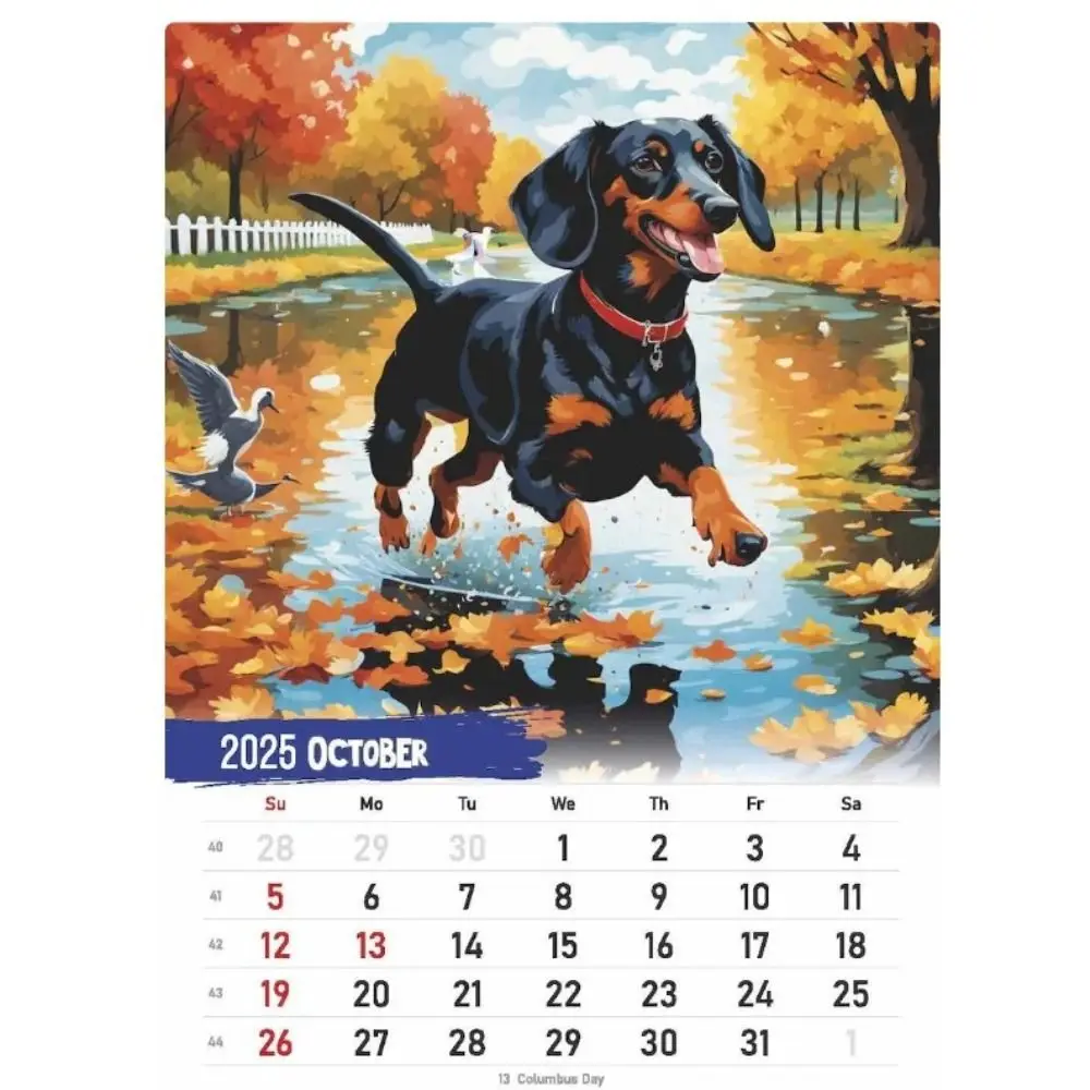 Daily Weekly Monthly Planner 2025 Calendar Dachshund Pattern Hangable Wall Calendar Home Ornaments Paper Desktop Calendar School