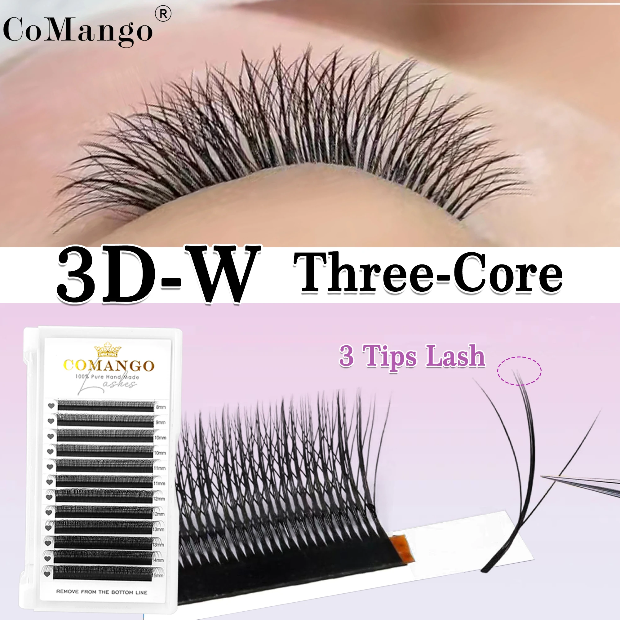 farbige W-förmige 3D Wimpernverlängerung Mix 8-15 hybride wispy Wimpern handgeflochtene farbige falsche Wimpern Kosmetik