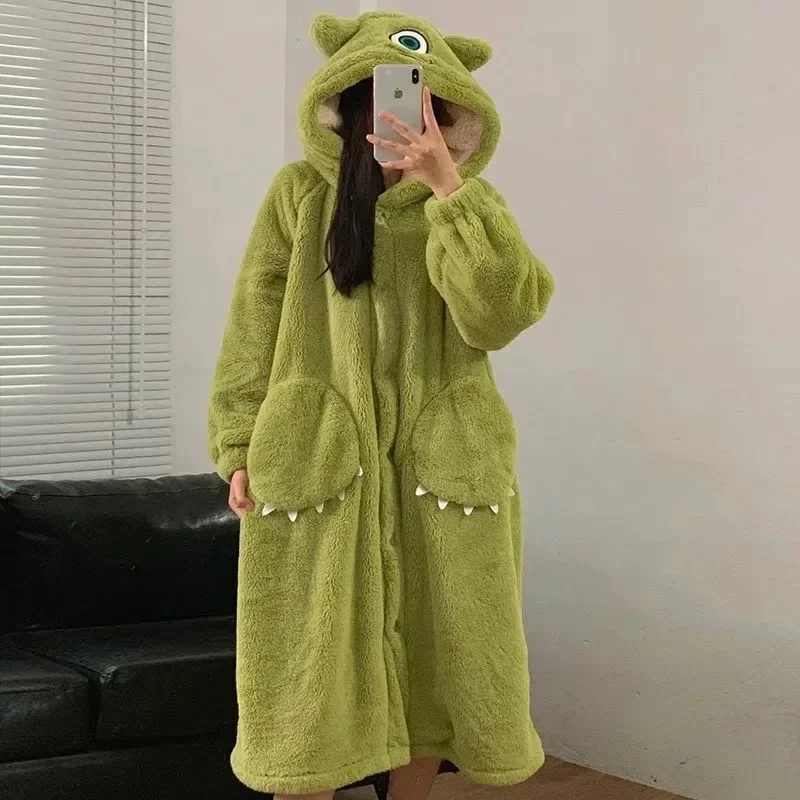 

Pyjama animal de dessin animé pour femme, Kigurumi d'hiver, Robe à capuche longue, Pantoufle de maison mignonne