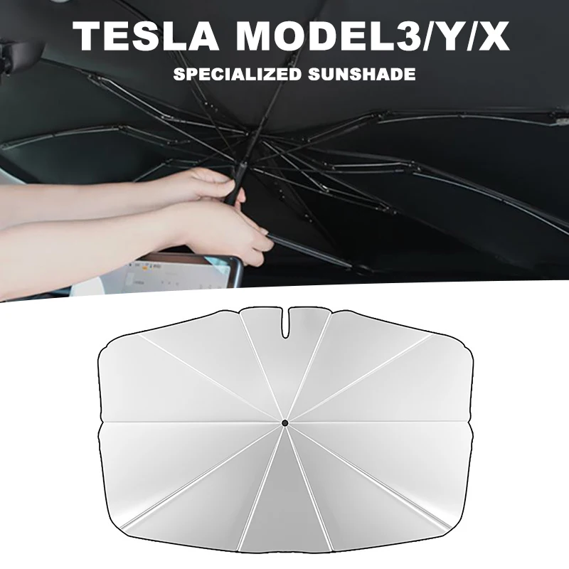 Car Windshield Sunscreen Umbrella For Tesla Model 3/Y/X/S Series UV Protection Sun Visor Protector Front Window Sun Shade Cover