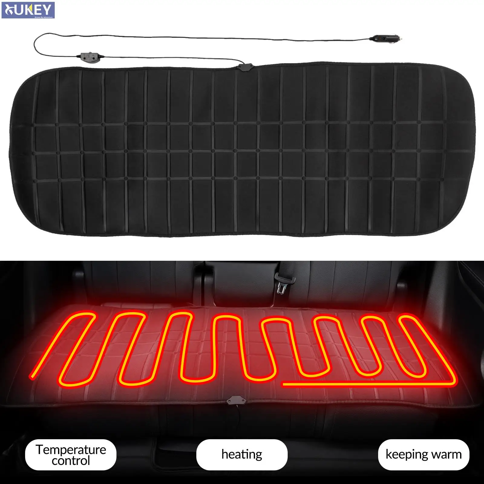 Car 2nd Row Heated Rear Seat Cover Cushion 12V 24V Universal Heater Warmer Cold Winter Pad Black Protector Accessories