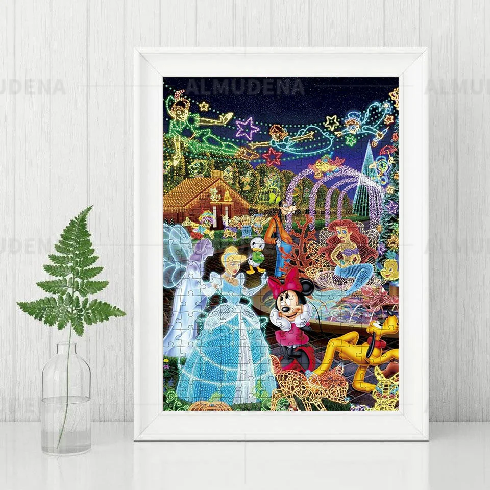 Disney Princess Retro Poster Jigsaw Toys Cinderella 300/500/1000Pieces Wooden Puzzle Children's Educational Toys Adult Hand Gift