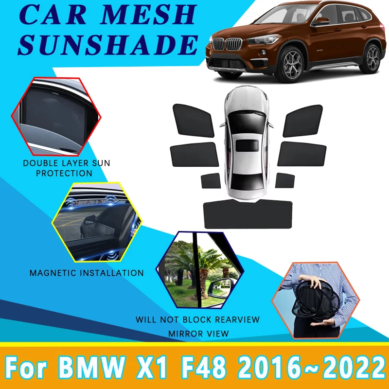 

Mesh Sunshades For BMW X1 F48 2016-2021 2022 Sun Protection Heat Insulation Magnetic Side Window Privacy Shades Car Accessories