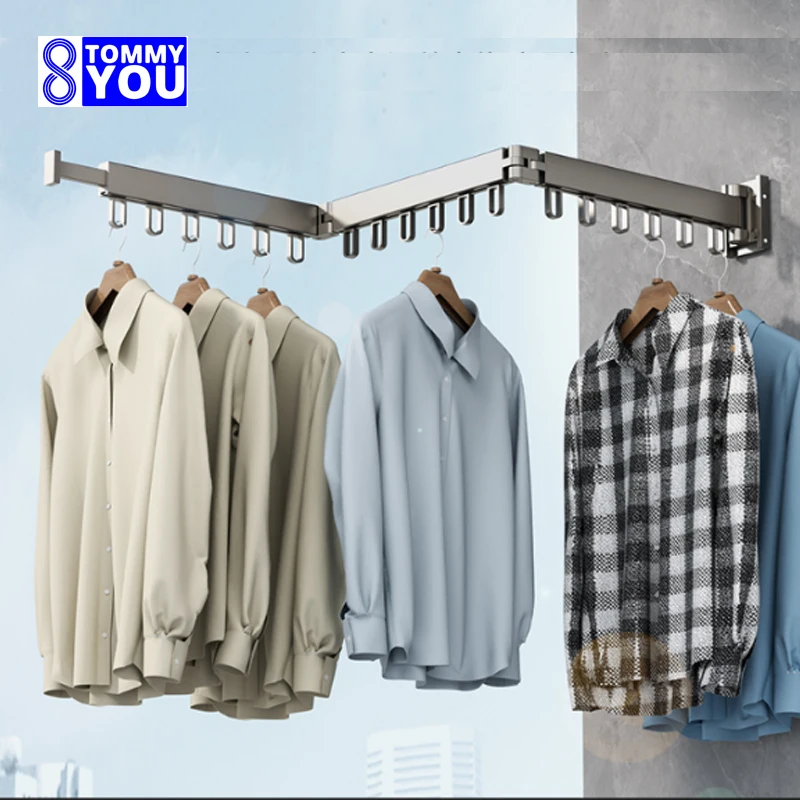 Aluminum Alloy Folding Coat Racks Balcony Clothes Hanger Stand Indoor or Outdoor Clothe Drying Equipment Extensible Space Saving