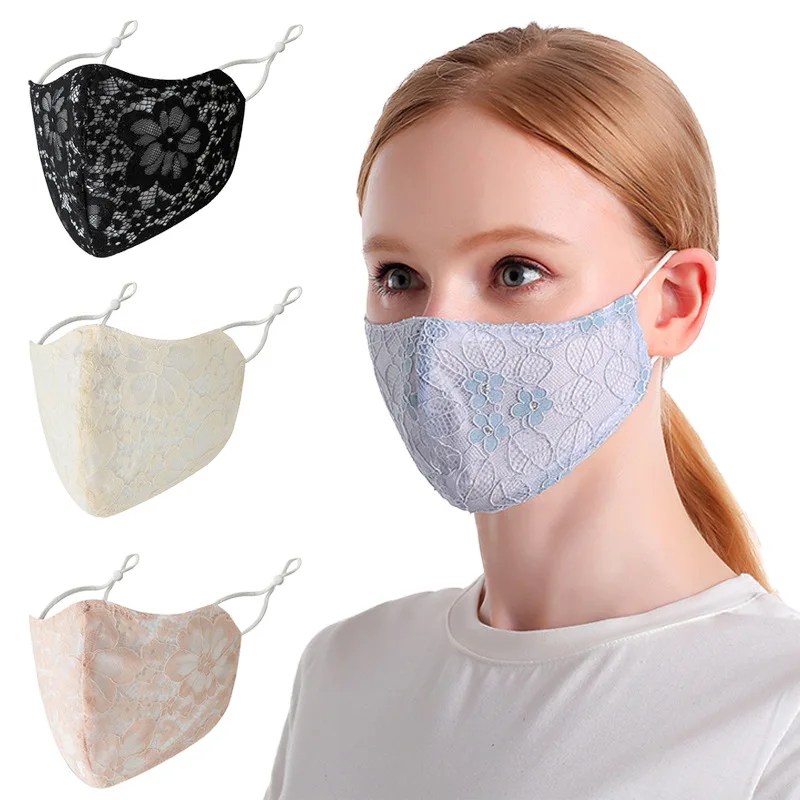 Japanese Style Mask Lace Double-layer Breathable Thin Cotton Cloth Mask Dustproof Ear-mounted Face Mask Washable Drop Shipping