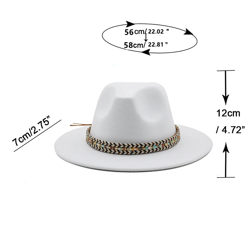 Donne uomini cappello di lana Fedora con cuoio nero gentiluomo elegante signora inverno autunno a tesa larga Jazz chiesa Panama Sombrero Cap