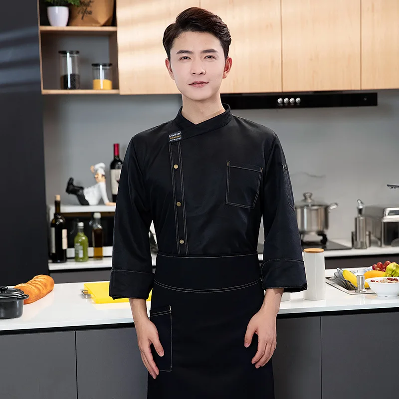 Chef vêtements de travail à manches longues automne hiver Restaurant Cuisine Cuisine occidentale Cuisine restauration cantine cuisson gâteau pain vêtements
