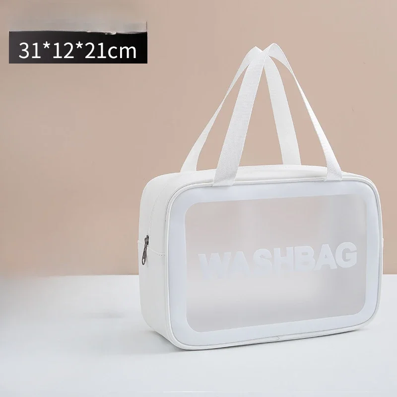 PU Frosted Waterproof Makeup Bag Large Capacity High Aesthetic Value Portable Handheld Makeup Storage Bag Wash and Swimming Bag